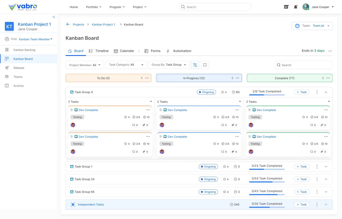 Adding Task Groups and Tasks